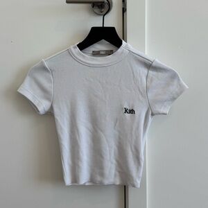 Kith Logo White Ribbed Cropped Tee